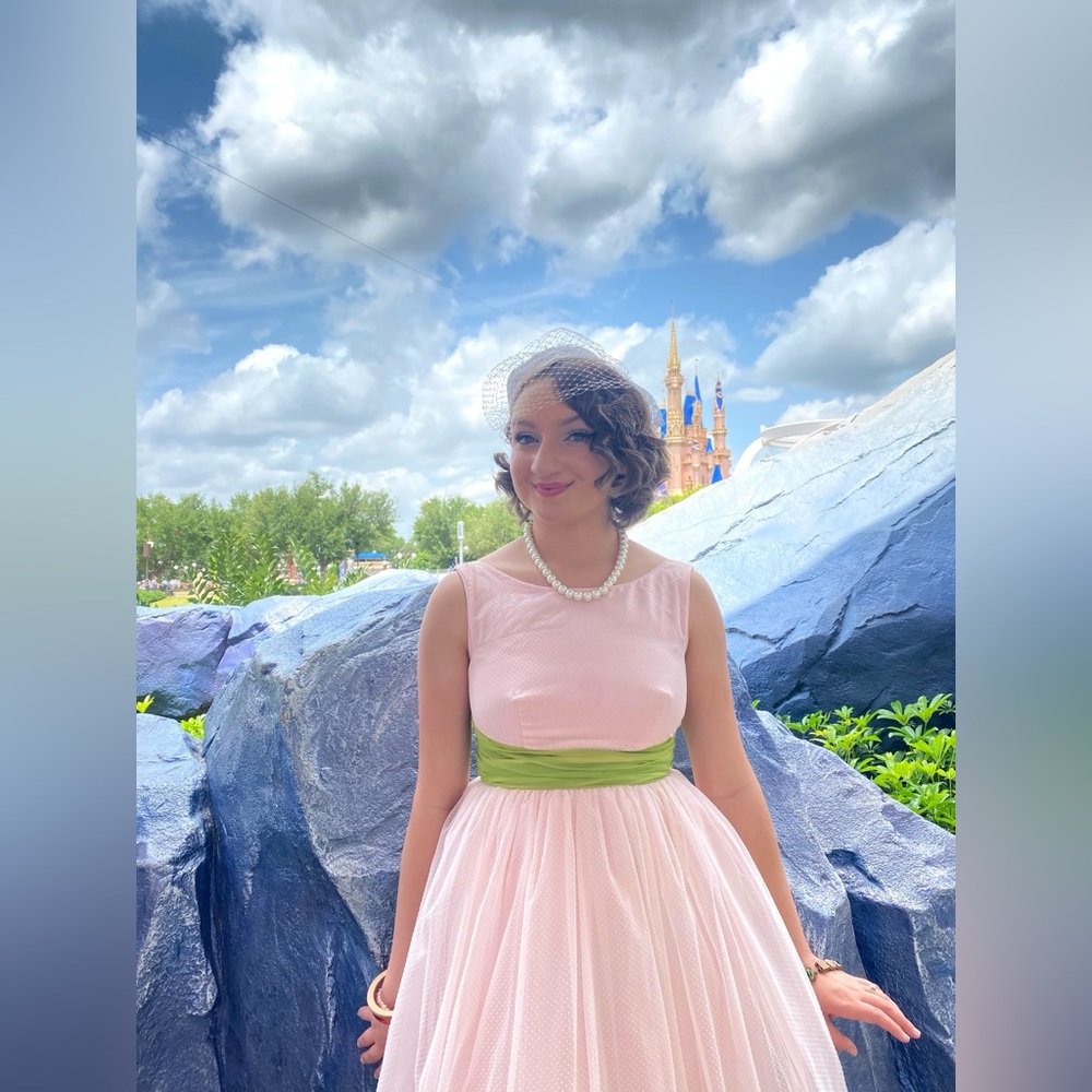Elegant Pink and Green vintage  Dress